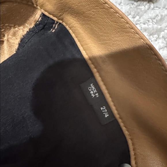 Veronica Beard Beverly Skinny Flare Pant Vegan Cognac Light Brown Leather 27 - Picture 12 of 12